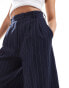 ASOS DESIGN high waist longline tailored shorts in navy pinstripe