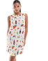 ASOS DESIGN linen mix mini dress in holiday print