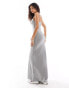 Weekday super soft jersey square neck maxi dress in grey melange