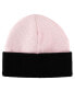 Men's Embroidered Logo Pink and Black Cuffed Knitted Beanie hat