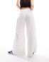 Stradivarius linen look super wide leg trouser in white