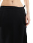 COLLUSION satin wrap slip skirt with tie waist in black