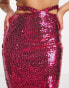 Simmi Tall sequin cut out waist maxi skirt co-ord in pink