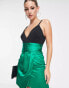 Collective the Label exclusive plunge ruched waist mini dress in emerald