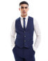 ASOS DESIGN wedding skinny suit waistcoat in navy microtexture