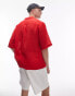 Topman short sleeve sheer holiday shirt in red