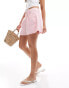 Mango straight woven shorts in washed pink