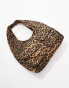 Pull&Bear shoulder bag with pocket detail in leopard print