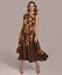 Donna Karan Women's Chiffon Floral Pleated Dress