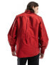 ASOS DESIGN regular shirt with blouson sleeve in taffeta in red