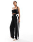 ASOS DESIGN Tall pull on trouser with contrast panel in black