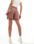 ASOS DESIGN relaxed dad short with linen in brown