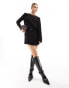 Mango buckle waist tailored dress in black