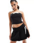 Kaiia pleated bow detail mini skirt co-ord in black