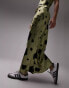 Topshop co-ord satin bias maxi skirt with large spot in sage