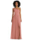 Women's One-Shoulder Chiffon Maxi Dress with Shirred Front Slit