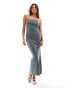 Brave Soul strapless bodycon midi dress in grey