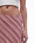 Topshop laundered cutabout midi skirt in multi pink stripe