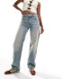 Mango low waist slim jeans in light blue