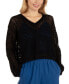 Juniors' Reed Relaxed-Fit Open-Knit V-Neck Sweater