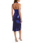 Marchesa Notte Metallic Sheath Dress Women's Blue 14