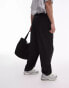 Topman baggy leg with elasticated tie waist jogger in black