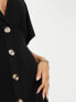 ASOS DESIGN flutter sleeve mini tea dress with buttons in black