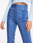 COLLUSION x008 flare jeans in blue snake print