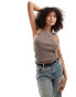 ONLY halter neck light weight knitted top in light brown