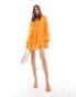 ASOS DESIGN chiffon smock mini shirt dress in tangerine