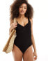 & Other Stories crinkle swimsuit with knot detail in black