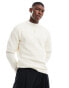 River Island slong sleeve waffle crew jumper in ecru