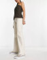 Noisy May Nat wide leg jeans with pocket detail in ecru