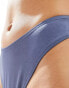 Weekday Shore shiny side tie bikini bottom in dusty blue