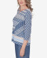 Petite Blue Bayou Women's Geometric Print Top