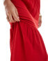 Miss Selfridge linen tiered maxi skirt in red