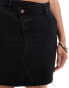 River Island denim mini skirt with crossover waist in black