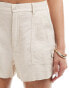 Hollister high rise linen cargo tailored short in beige