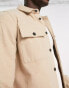 Threadbare Tall heavy brushed overshirt in stone