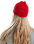 ASOS DESIGN fisherman rib beanie in red