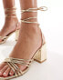 Truffle Collection block heel strappy sandals in gold