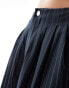 Stradivarius Petite tailored pleated wide leg trouser in navy pinstripe