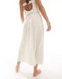 ASOS DESIGN Isabel mix & match linen look A-line midi beach skirt in neutral