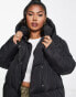 Threadbare Plus Evri puffer jacket with funnel neck in black