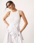 ASOS EDITION racer neck drop waist mini dress with knot detail skirt in white