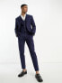 ASOS DESIGN slim linen mix suit trouser in navy