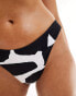 ASOS DESIGN Sheri high leg hipster bikini bottom in mono abstract