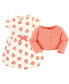 Toddler Girls Organic Cotton Dress and Cardigan, Peach