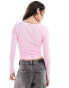 ASOS DESIGN long sleeve contrast button in pink