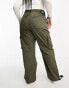 Dr Denim Plus Echo utility wide leg trousers in khaki